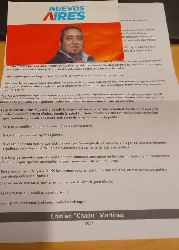 Carta abierta de Cristian Chapu Martinez